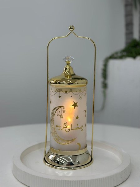 فانوس رمضان زجاج أبيض